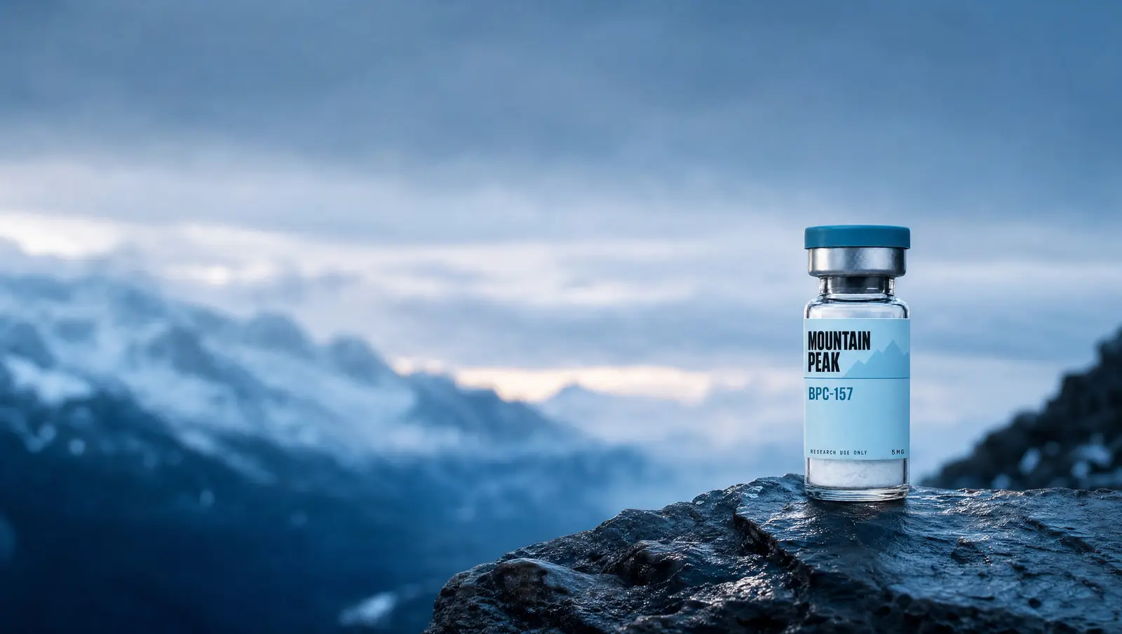 Mountain Peak vial on a summit ledge